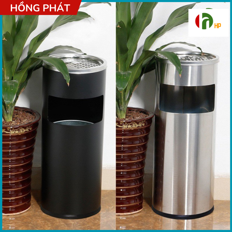Thùng rác inox cao cấp, thùng rác có gạt tàn - VHP-YS-HPB40