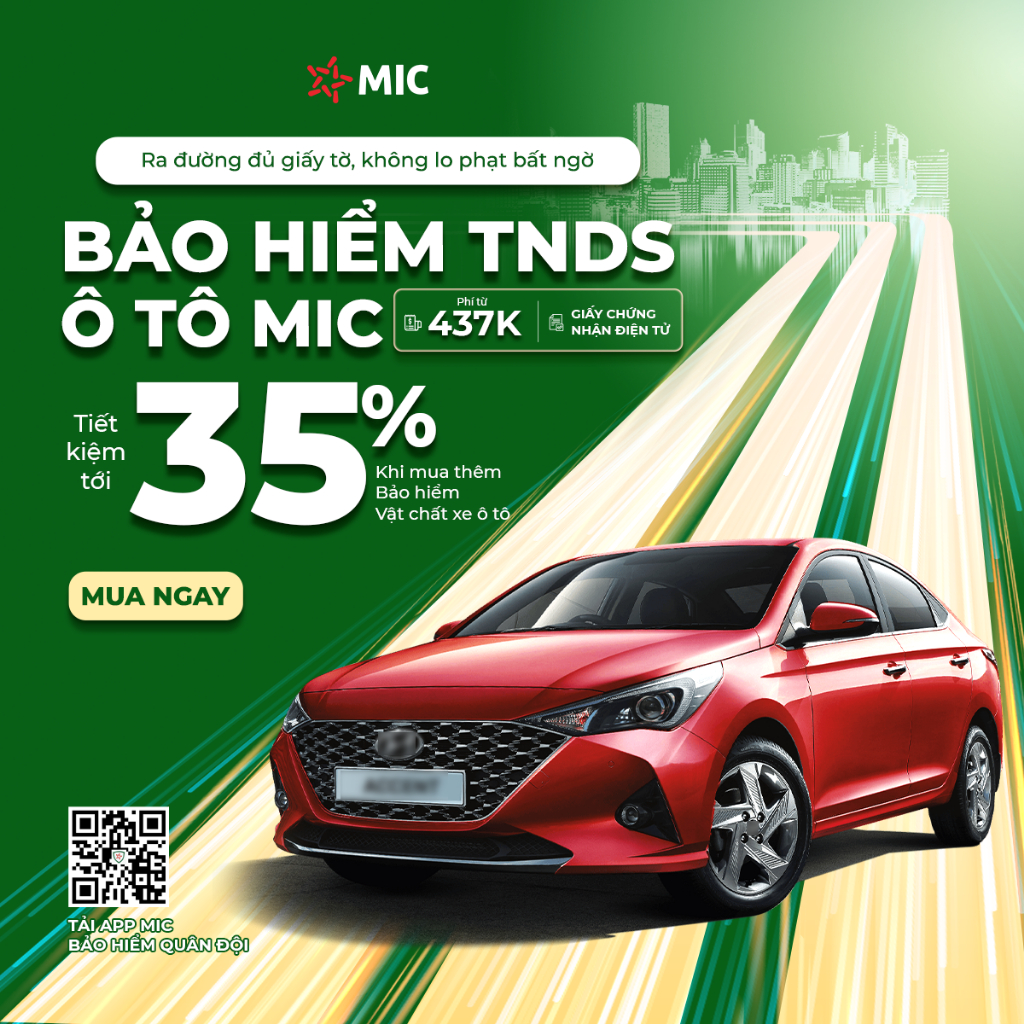 Toàn quốc [E-Voucher] [5 chỗ ngồi] Bảo hiểm TNDS xe ô tô MIC (bắt buộc), cấp GCN điện tử