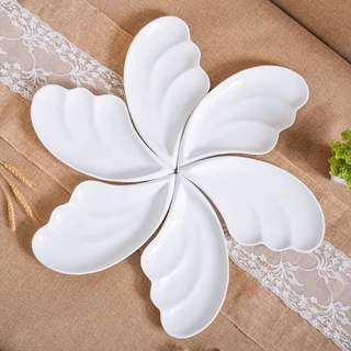 Bộ đĩa hình lá cánh tiên 5 cánh mẫu to hàng gốm sứ bát tràng cao cấp