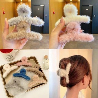 Kẹp tóc phối lông nhung thời trang Hàn Quốc xinh xắn