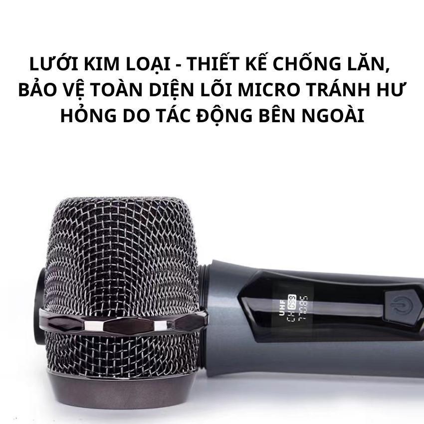 Mic hát karaoke, Micro không dây TTD - M12 cao cấp, chống hú, chống nhiễu, màn hình LCD - Mic hát dùng cho loa kéo âm li