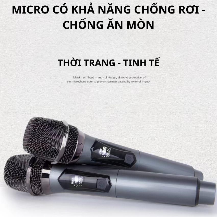 Mic hát karaoke, Micro không dây TTD - M12 cao cấp, chống hú, chống nhiễu, màn hình LCD - Mic hát dùng cho loa kéo âm li