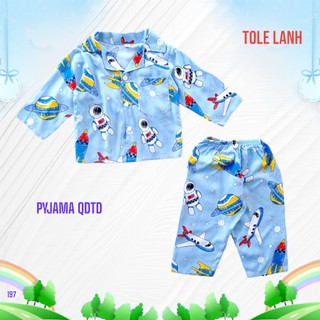Được chọn mẫu. Từ 4 - 11 kí. Đồ bộ bé trai pyjama quần dài tay dài mặc nhà chất tole lanh, có nhiều họa tiết xinh xắn
