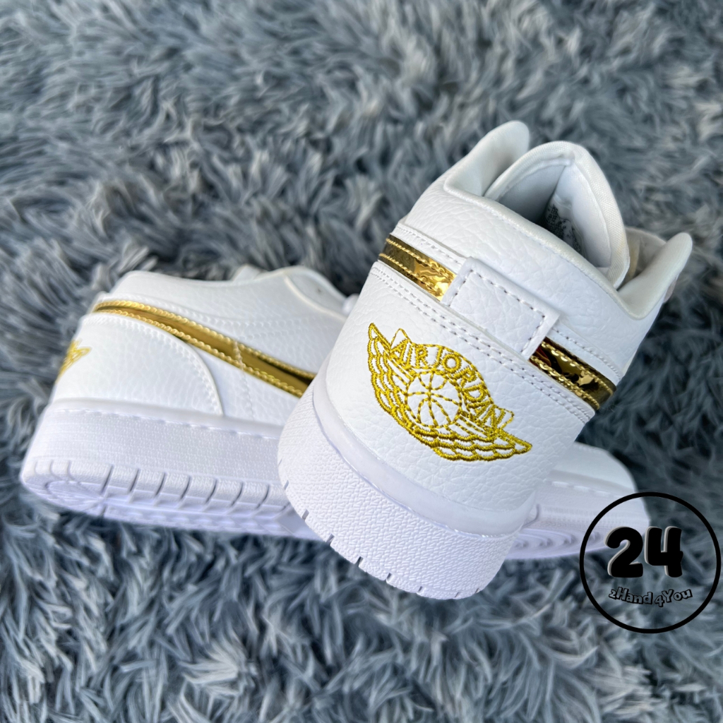 Giày 2HAND Air Jordan 1 Low White Metallic Gold NEW 98% cho nam nữ, Jordan 1 secondhand - 2Hand4you