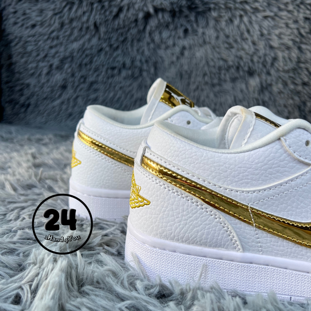 Giày 2HAND Air Jordan 1 Low White Metallic Gold NEW 98% cho nam nữ, Jordan 1 secondhand - 2Hand4you