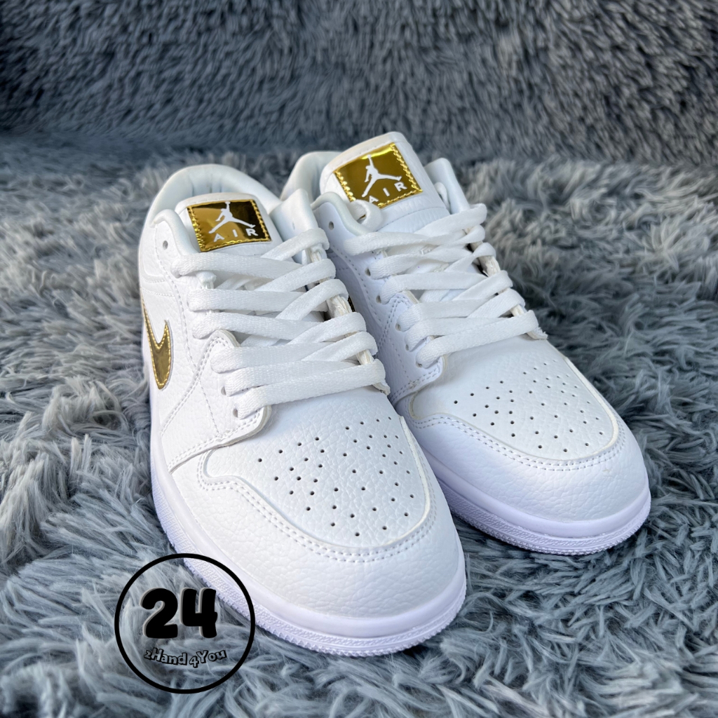Giày 2HAND Air Jordan 1 Low White Metallic Gold NEW 98% cho nam nữ, Jordan 1 secondhand - 2Hand4you