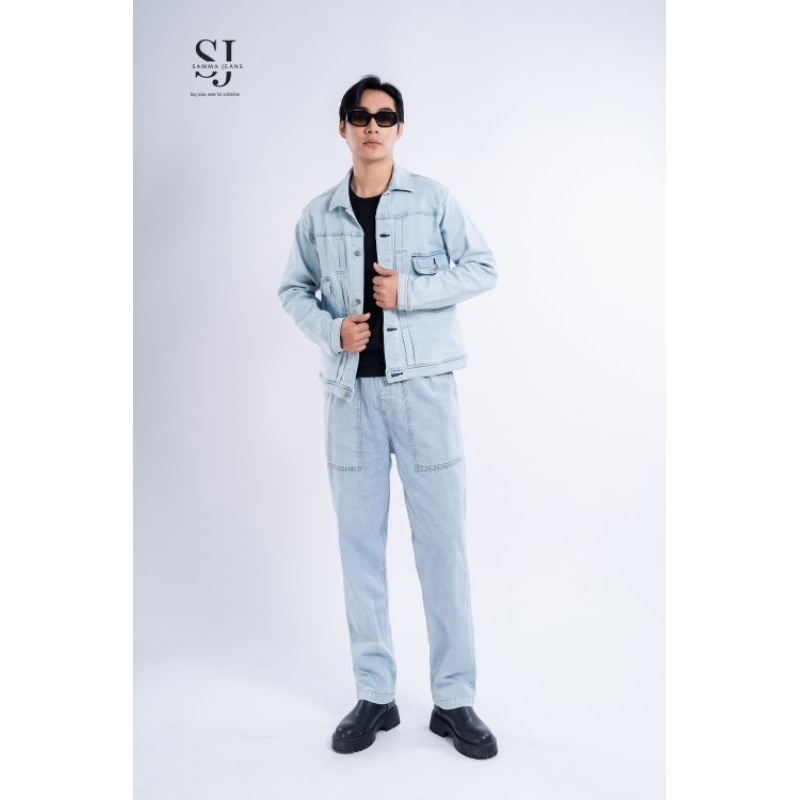 Quần Jean Cạp Chun Q4_ Quần bò nam chất vài dày dặn cao cấp ống suông phong cách kiểu baggy Hàn Quốc | Samma Jeans