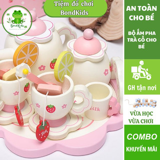 Bộ pha trà bằng gỗ xinh xắn cho bé đồ chơi gỗ Kute cho bé gái -Bond Kids