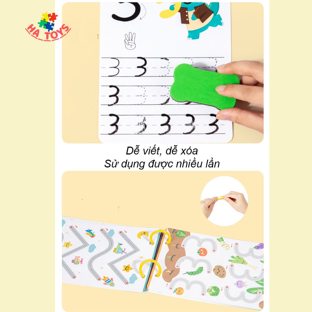 Cuốn tập tô nét sử dụng được nhiều lần HT1029 với 6 chủ đề giáo dục