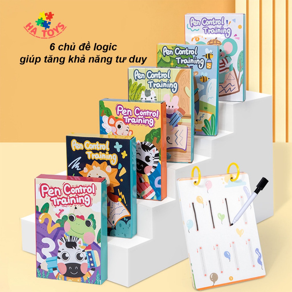 Cuốn tập tô nét sử dụng được nhiều lần HT1029 với 6 chủ đề giáo dục