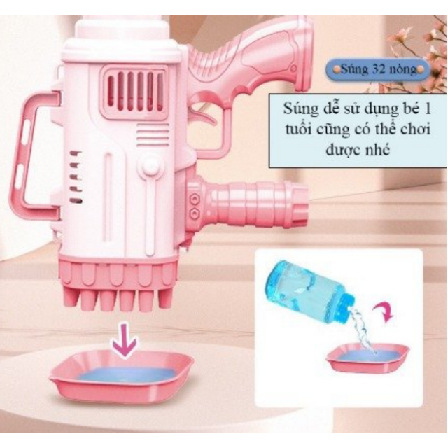 Súng Bắn Bong Bóng 32 Nòng Siêu Mạnh kèm nước