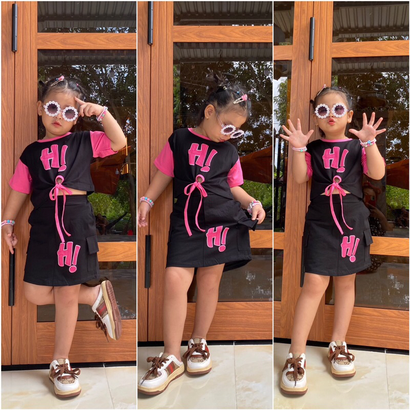 Set váy áo bé gái 8-60kg cao cấp , set chân váy A áo ngắn tay Omikids siêu Đẹp cho bé gái