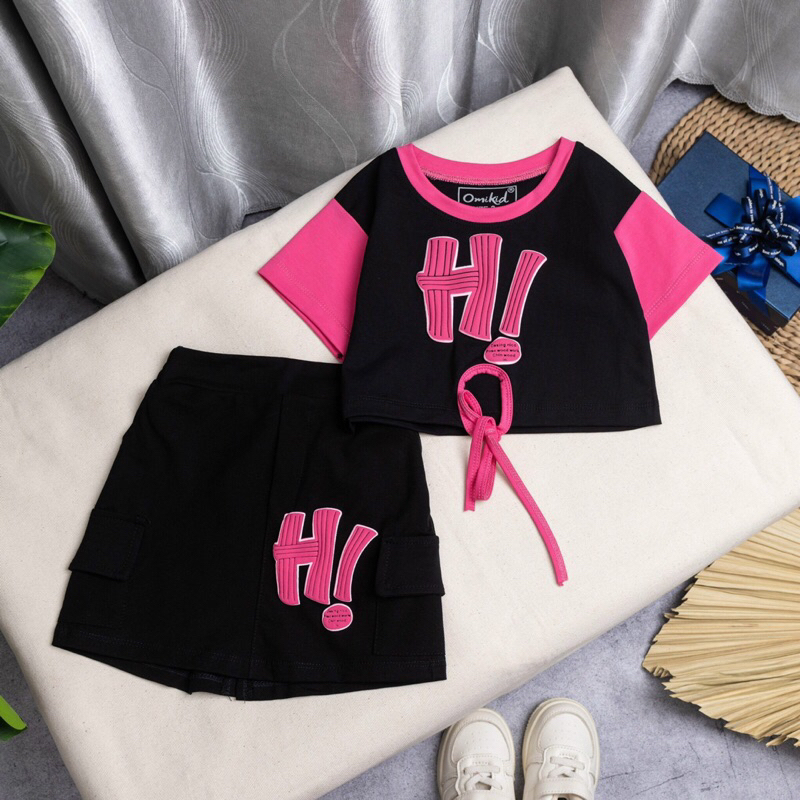 Set váy áo bé gái 8-60kg cao cấp , set chân váy A áo ngắn tay Omikids siêu Đẹp cho bé gái