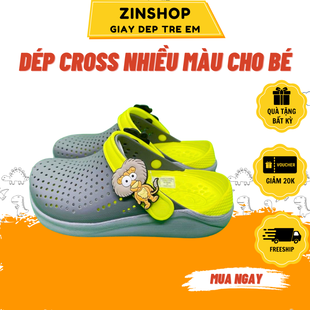 Dép Cross Cho Bé D17 Xốp Eva Siêu Nhẹ Siêu Êm Chống Nước Cho Bé Trai Bé Gái 3-14 Tuổi Zinshopkid