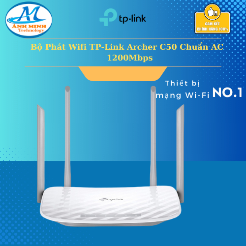 Bộ Phát Wifi TP-Link Archer C50 Chuẩn AC 1200Mbps hai băng tầng ( 5G và 2.4G ) - Hàng chính hãng