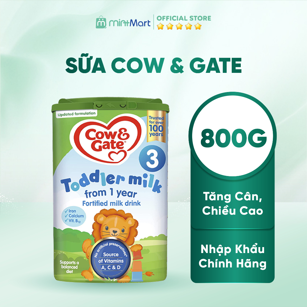 Sữa Cow & Gate Nội địa Anh hộp 800gr số 1,2,3 tốt cho tiêu hóa và giúp bé phát triển toàn diện