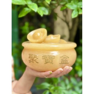 Bát vàng hũ vàng bát tụ bảo tụ bảo bồn đá ngọc hoàng long chiêu tài lộc, may mắn phong thủy bầy ban thờ thần tài