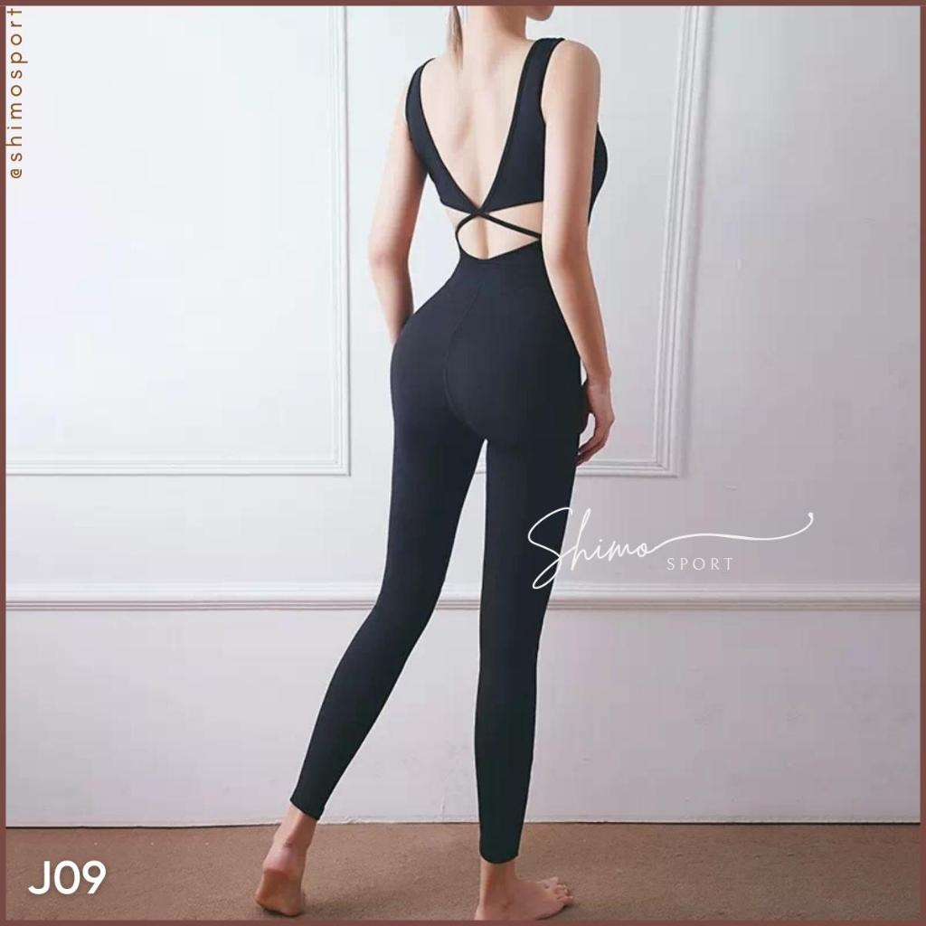 Jumpsuit nữ hở lưng J09 hàng Quảng Châu cao cấp vải co giãn 4 chiều, chuyên tập Gym Yoga
