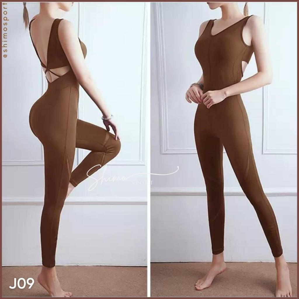 Jumpsuit nữ hở lưng J09 hàng Quảng Châu cao cấp vải co giãn 4 chiều, chuyên tập Gym Yoga