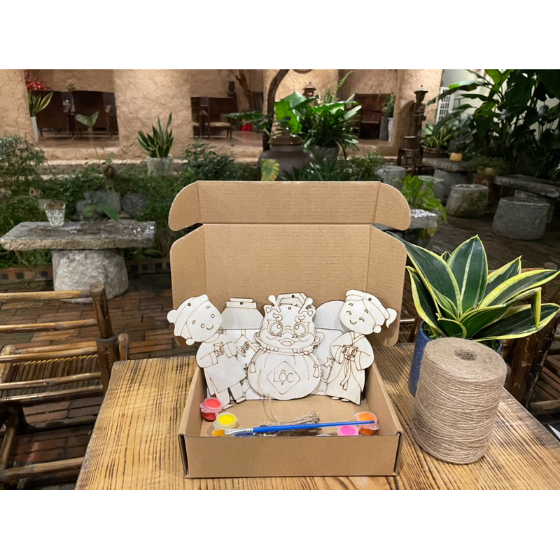 Set tô màu gỗ trang trí tết 2024- Set trang trí tết bằng gỗ - Decor - Tô màu sáng tạo Trang trí tết