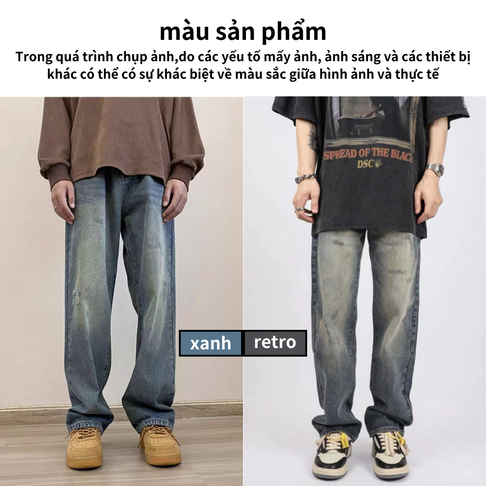 BELLKEN Quần jean ống rộng nam CẠP CAO ,quần bò nam ống rộng baggy jean dáng xuông Phông Cách Hàn Quốc