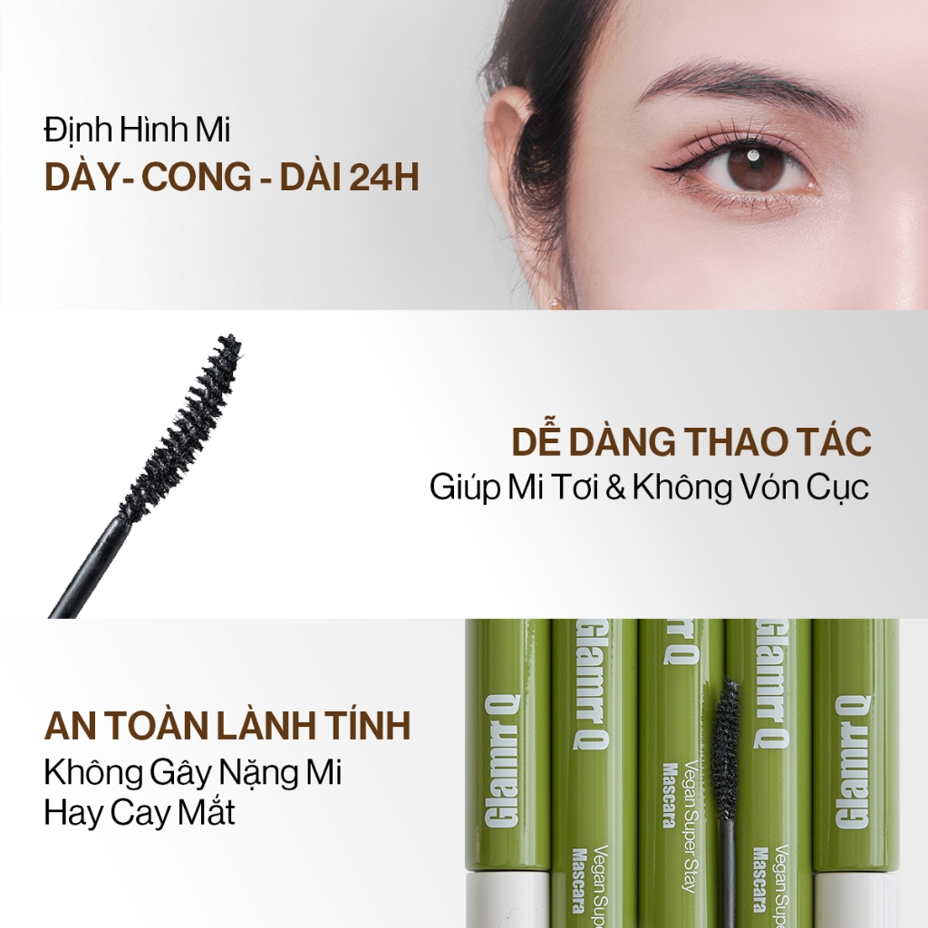 [NEW] Mascara Glamrr Q Dày Cong Chống Nước Thuần Chay VEGAN SUPER STAY MASCARA (7g)