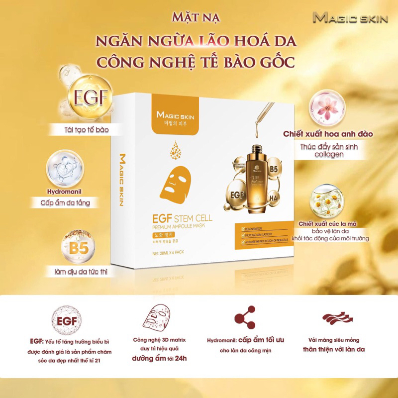 Mặt nạ 2 ngăn Egf Stem Cell magic skin siêu căng bóng (chính hãng magicskin)