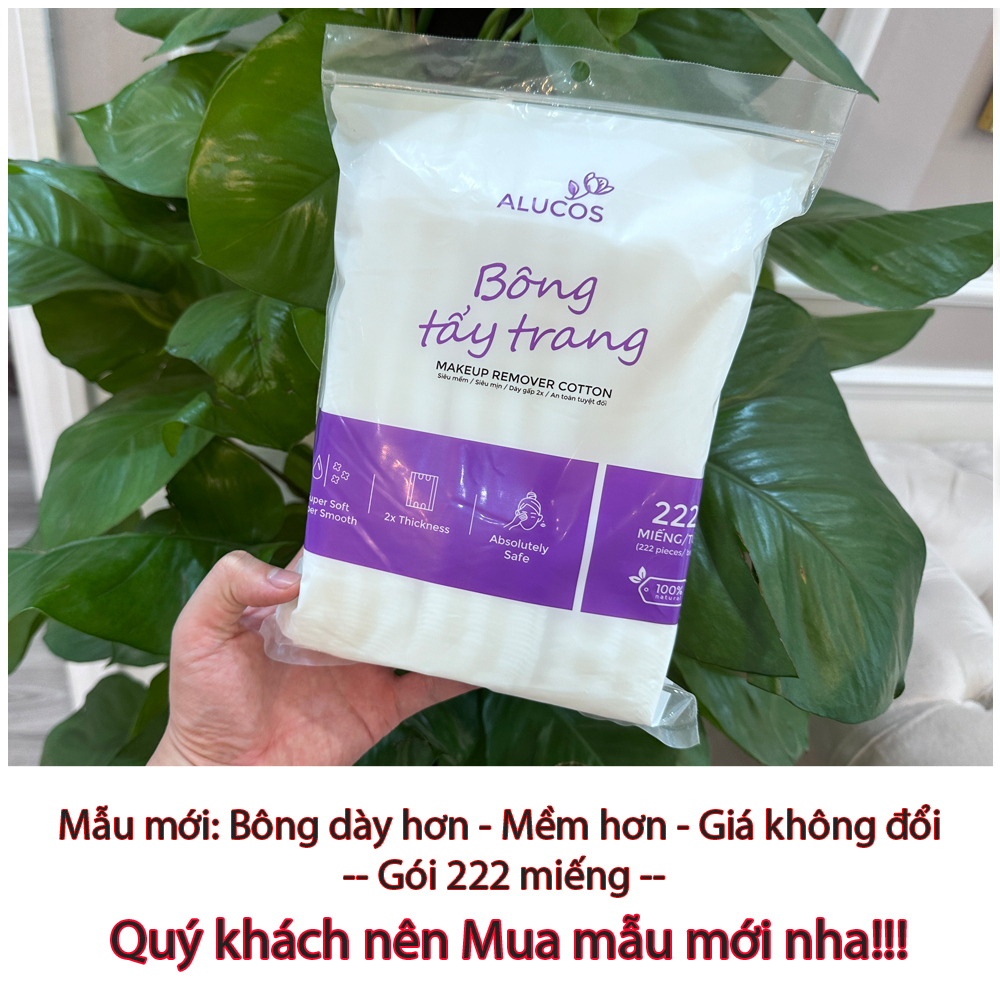 Bông tẩy trang 150/222 miếng tròn/vuông Alucos siêu dày mịn