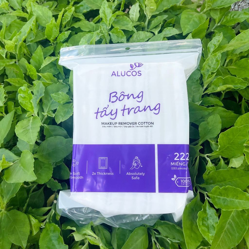 Bông tẩy trang 150/222 miếng tròn/vuông Alucos siêu dày mịn