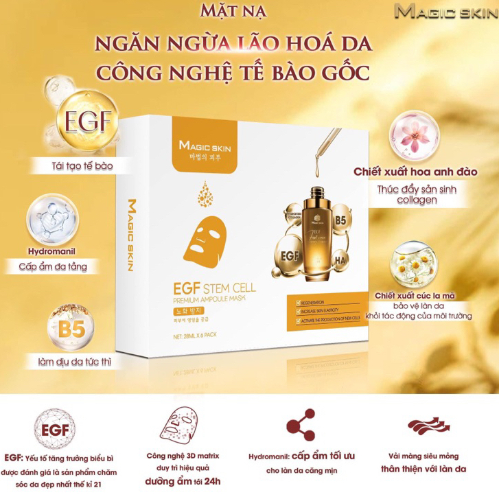 MẶT NẠ 2 NGĂN EGF STEM CELL MAGICSKIN GIÚP DA CĂNG MỊN,NGỪA LÃO HOÁ (CHÍNH HÃNG MAGIC SKIN)