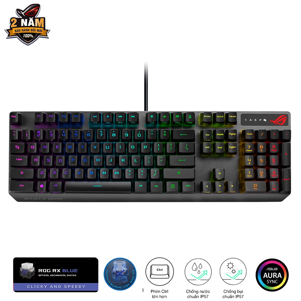 Bàn phím quang cơ gaming ASUS ROG STRIX SCOPE, ROG RX Switch độc quyền BLUE