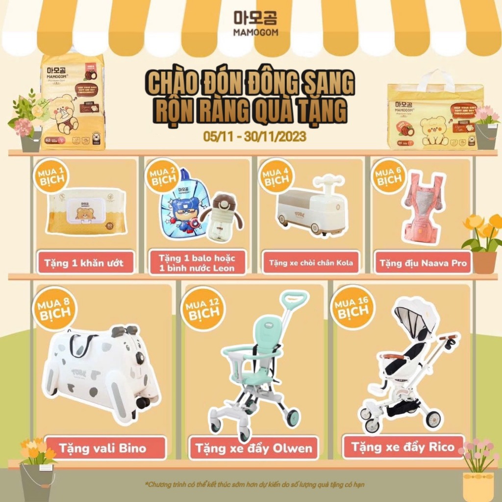 KÈM QUÀ - Combo 4 bịch Bỉm MAMOGOM Công Nghệ Hàn Dán/quần Đủ Size S62/M52/M48/L44/XL40/XXL38
