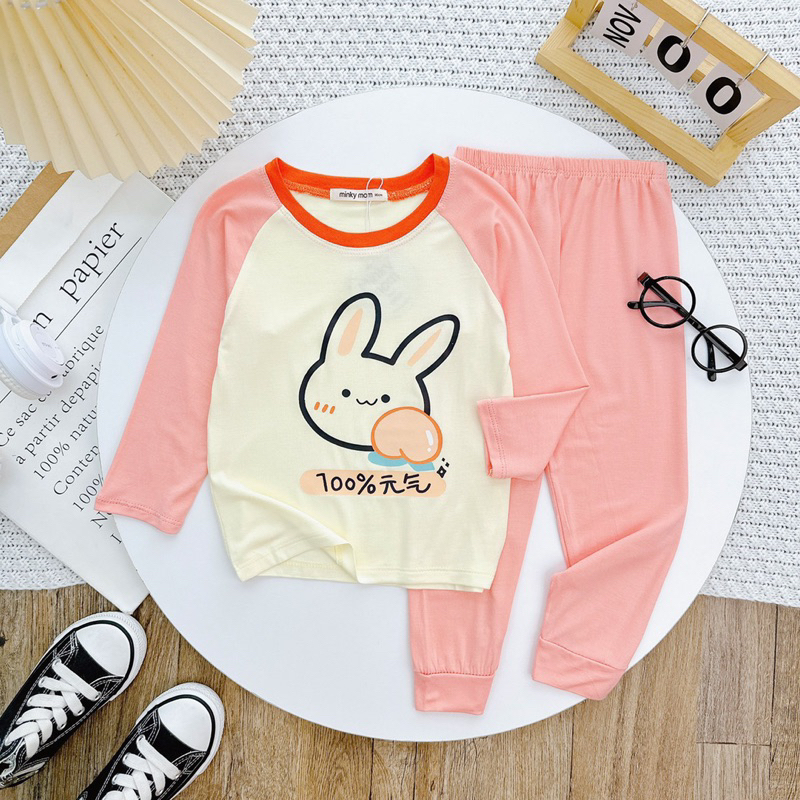 Bộ dài thun lạnh Minky mom bé trai, bé gái 6-14kg