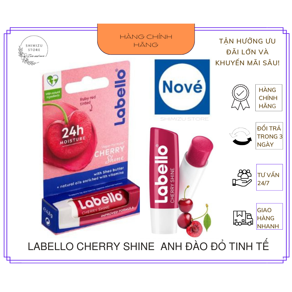 Son dưỡng ẩm và làm mềm môi Labello giúp đôi môi tươi tắn và căng bóng suốt cả ngày - Shimizu Store