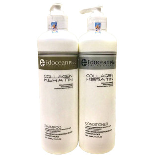Bộ dầu gội xả siêu mượt phục hồi và ngăn gãy rụng tóc Edocean Collagen Keratin cao cấp 500mlx2