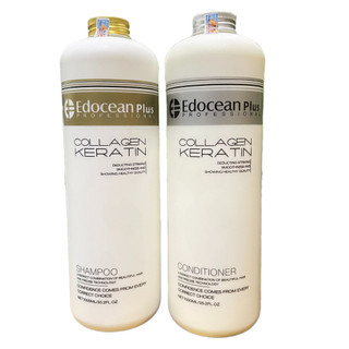 Bộ dầu gội xả siêu mượt phục hồi và ngăn gãy rụng tóc Edocean Collagen & Keratin 1000mlx2
