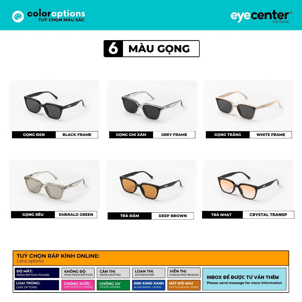 Kính mát nam nữ chính hãng EYECENTER S64S  nhựa dẻo siêu nhẹ nhập khẩu by Eye Center Vietnam