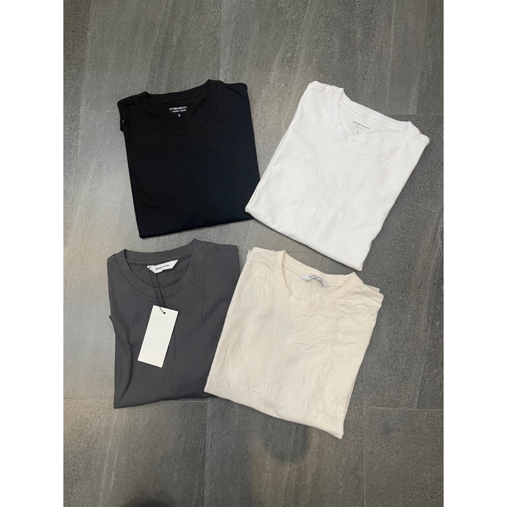 Áo thun trơn tay ngắn Nam Nữ Brenson xuat Hàn dư xịn chất thun cotton 100% rất đẹp vnxk 4 màu co big size