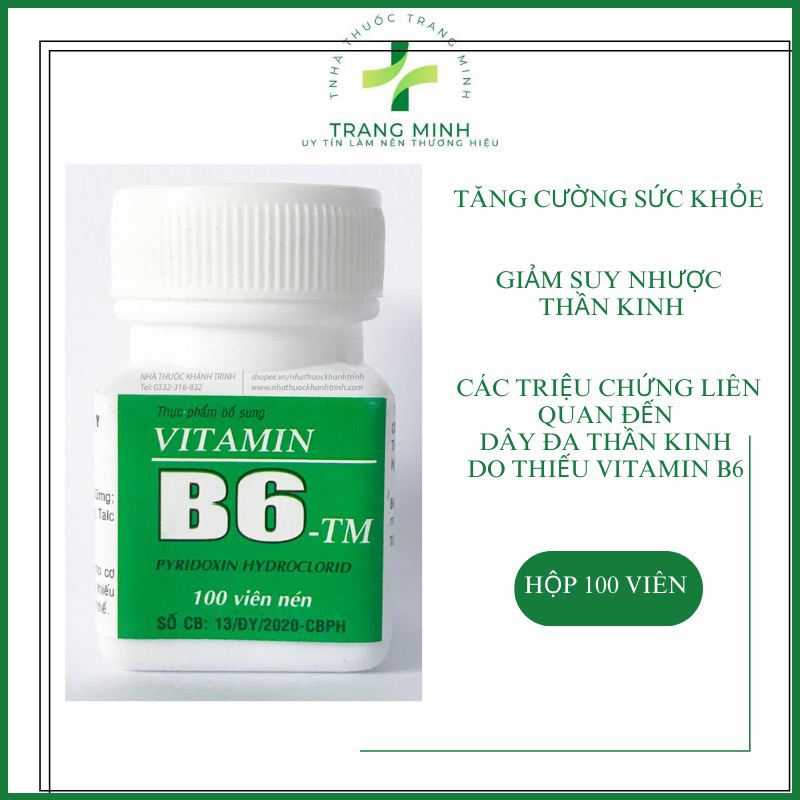 Vitamin B6 lọ 100 viên - cải thiện thiếu B6 và tăng cường miễn dịch cho cơ thể