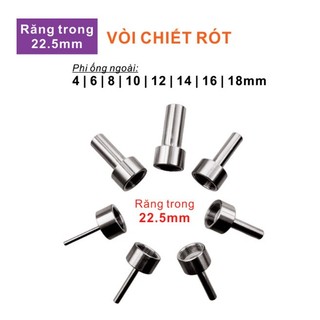 Vòi chiết piston ren trong 22.5mm, vòi máy chiết rót inox phi 4,6,8,10,12,14,16,18mm