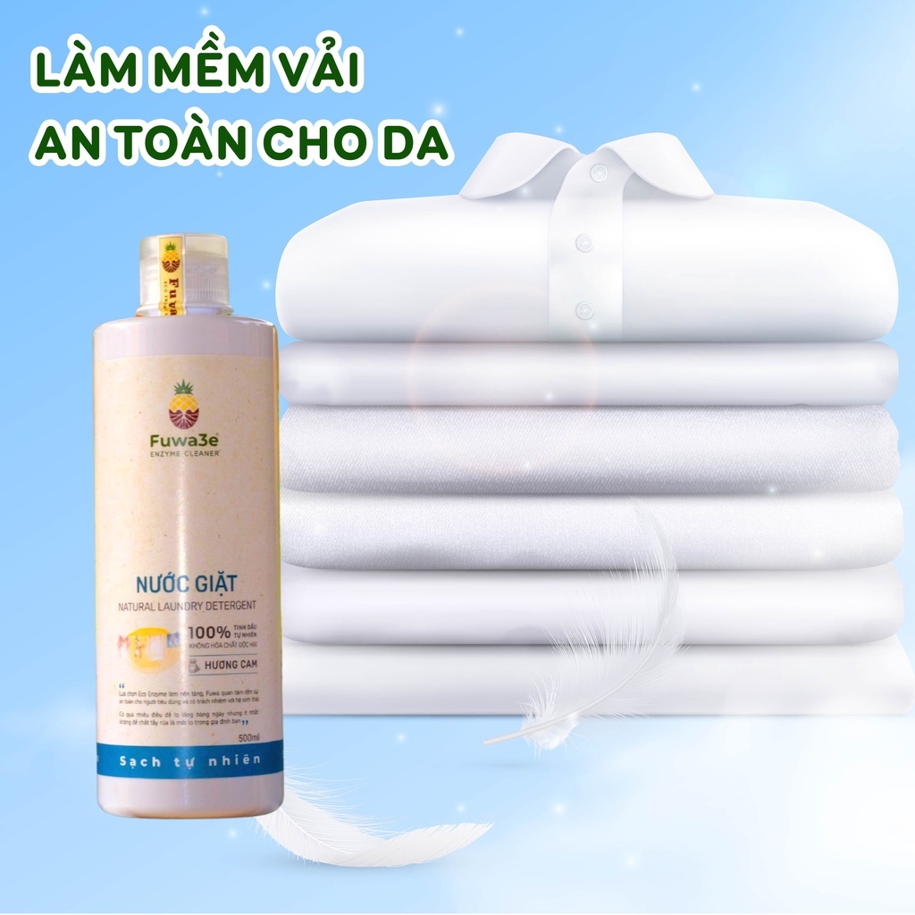 Nước giặt hữu cơ Fuwa3e organic sinh học 500ml, giặt đồ lót, an toàn cho em bé