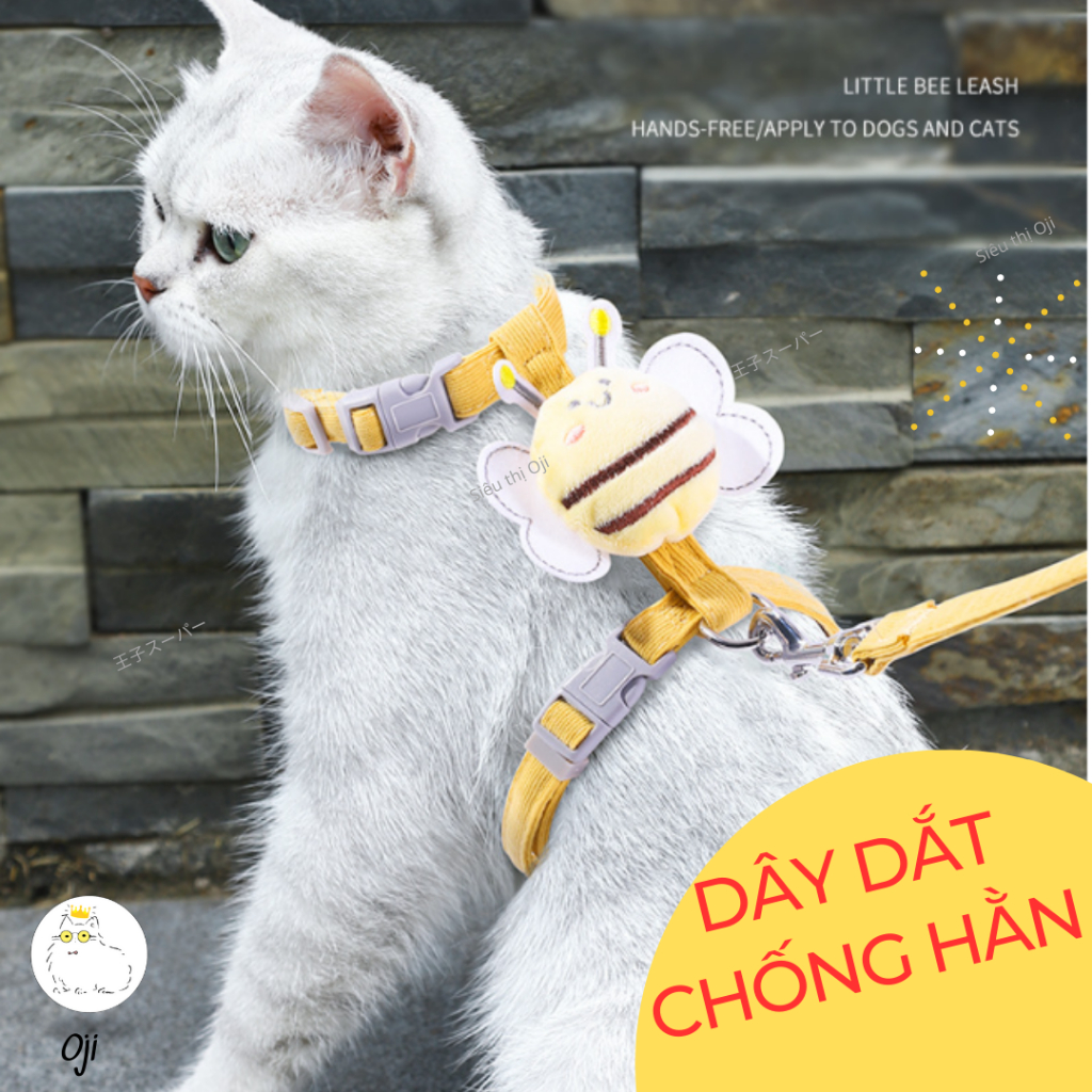 Dây Dắt Chó Mèo loại LỚN, 150 cm, Chống Hằn Cổ, Kèm Gấu bông