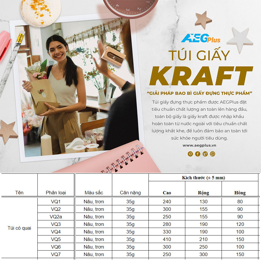 Túi Giấy Kraft Nhật có quai xách màu Nâu, trơn nhiều kích thước, túi đựng quà tặng, túi xi măng, túi bảo vệ môi trường