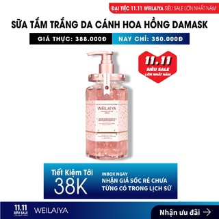 Sữa tắm nước hoa trắng da Weilaiya, tinh chất hoa hồng Damask 450ml chính hãng