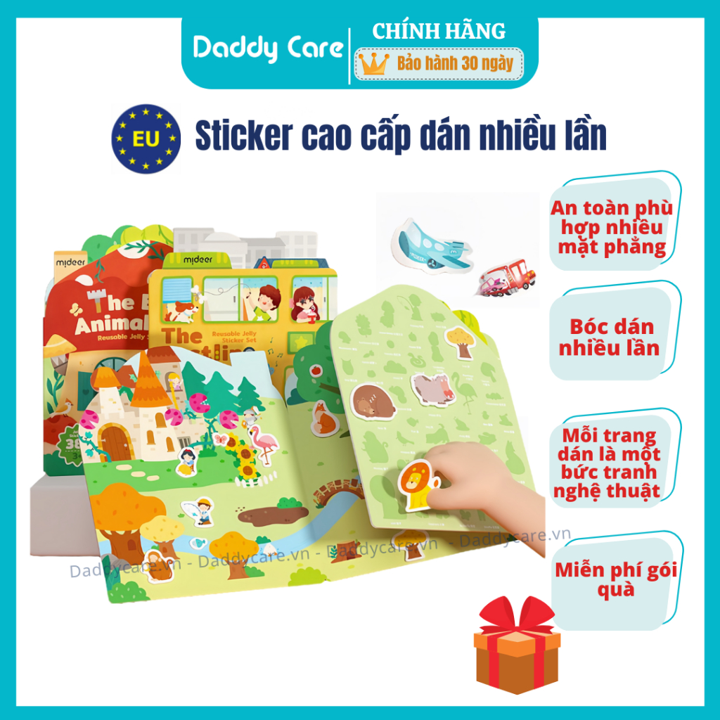 Sticker dùng nhiều lần Mideer Reusable Jelly Sticker Set dán được trên nhiều bề mặt,đồ chơi thủ công cho bé