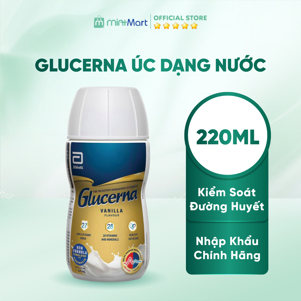 Sữa Glucerna dạng nước chai 220ml - Sữa Glucerna dành cho người tiểu đường dạng chai tiện lợi, thơm ngon