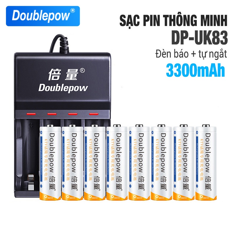 Sạc Pin AA AAA Doublepow UK83 Tự Ngắt cho những đồ dùng sử dụng pin như máy ảnh, đồ điện tử, micro
