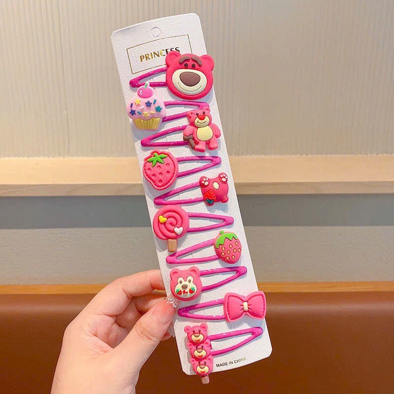 Vĩ 5 kẹp mái bấm hình gấu dâu cho bé dễ thương