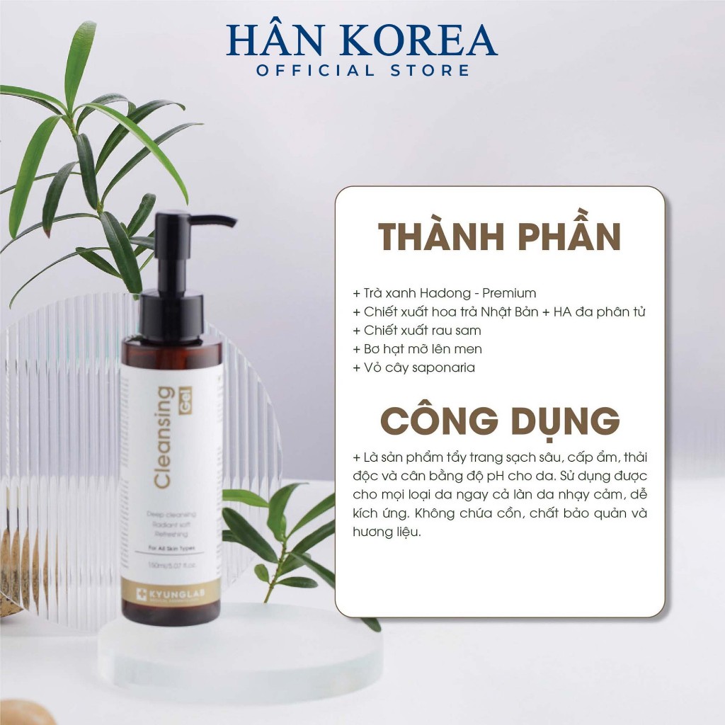 Sữa rửa mặt Gel Kyung lab 150ml Làm sạch bụi bẩn, dầu nhờn, Chống oxy hoá, Làm dịu và làm giảm kích ứng - Hân Korea
