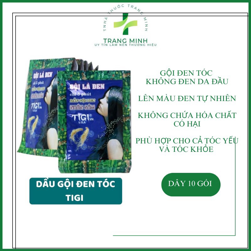 Combo 10 gói Dầu gội đen tóc - gội là đen tigi, gội đen nhân sâm hàn quốc